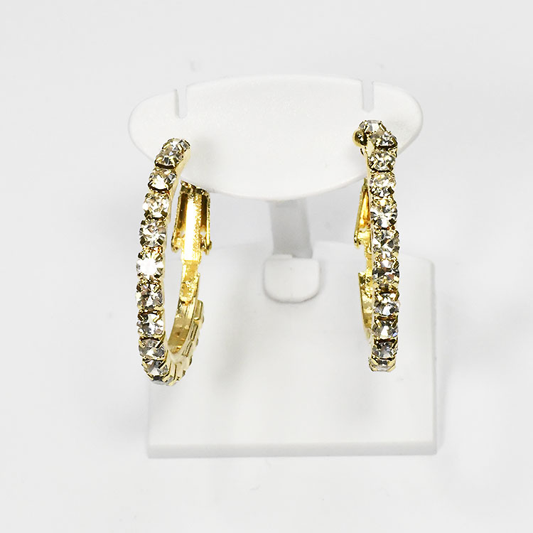 クリスタルを敷き詰めた エタニティフープピアス イエローゴールド S