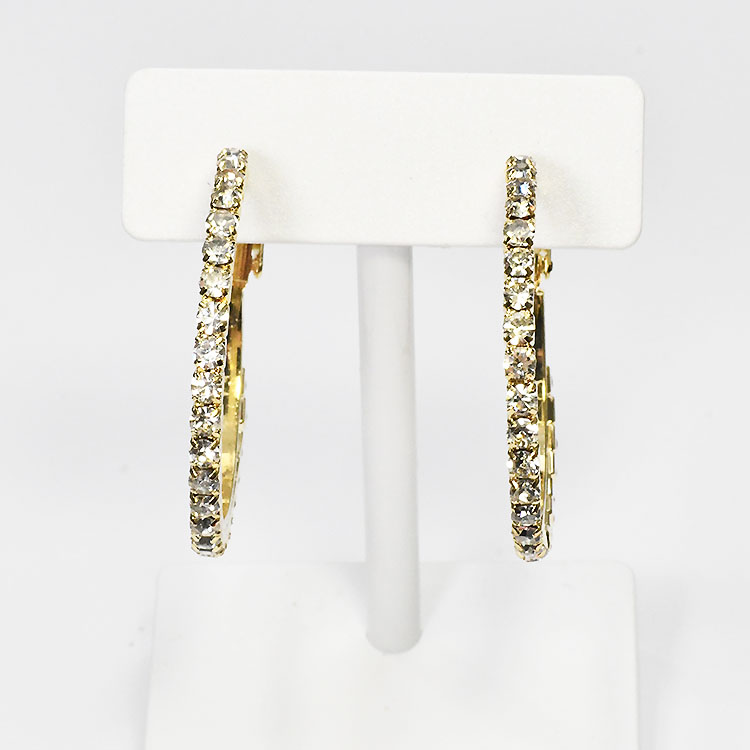 クリスタルを敷き詰めた エタニティフープピアス イエローゴールド M