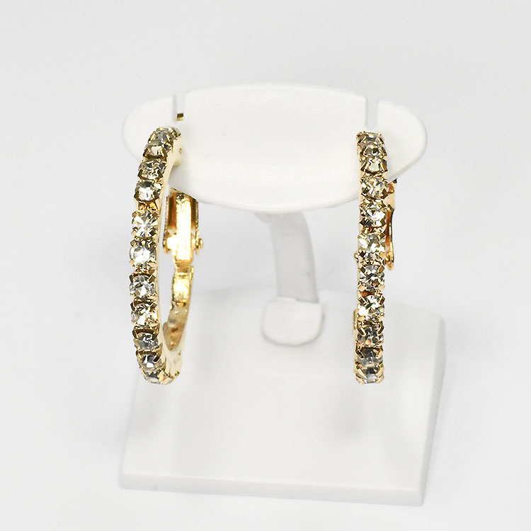 クリスタルを敷き詰めた エタニティフープピアス ピンクゴールド S