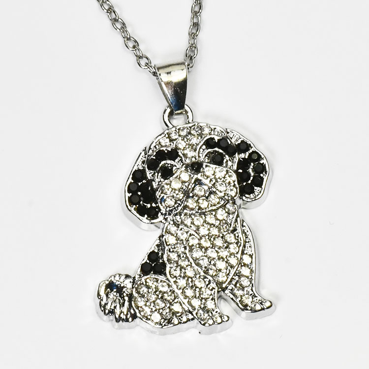 ドッグパヴェペンダント シーズー クリスタルを敷き詰めた きらきら パヴェ ネックレス 犬好き アクセサリー
