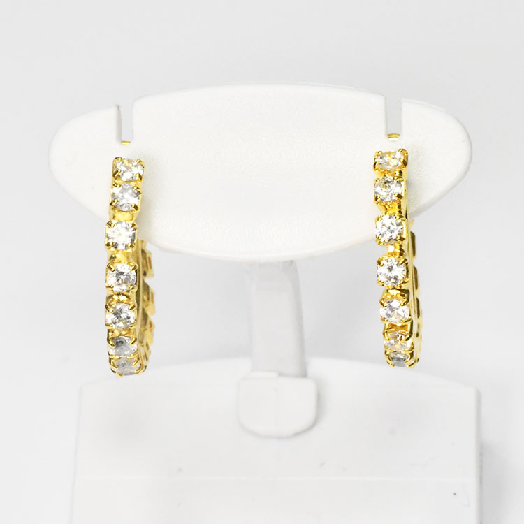 クリスタルを敷き詰めた エタニティフープイヤリング ゴールド イヤーカフ イヤークリップ スワロ エタニティー ノンホール