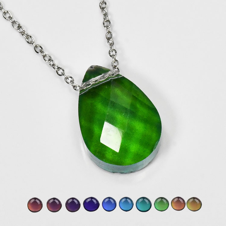 暑いも寒いも一目瞭然! 温度で色が変わる サーモストーンネックレス チェンジカラー ペンダント 雫 ドロップ