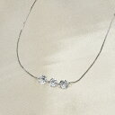 3石のCZを連ねた 3ストーンヌーディーネックレス シルバー レーザーホール ペンダント キュービックジルコニア