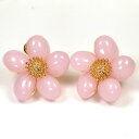 最終処分!950円→363円(税別)! 存在感抜群♪スクリューフラワーピアス(ピンク)【smtb-m】
