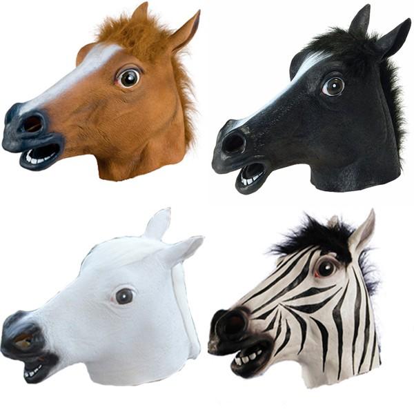 「二つ目はもっと安い」アニマルマスク 馬 全4色 リアル かぶりもの パーティー 動物 ラバー マスク 面白い ウマ シマウマ 衣装 コスプレ ネタ 爆笑 被り物