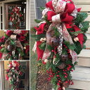 クリスマスリース 45cm 60cm クリスマス スワッグ 大きい オーナメント ナチュラル リース ドア 玄関 庭園 部屋 壁飾り ガーランド 新年飾り おし...