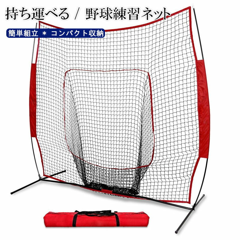 野球練習ネット バッティングネット ピッチングネット 打撃 投球 ボール受けネット バッティングティー付 収納用バッグ付 折り畳み式 組立簡単