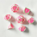 【GM・KP専用】ダイス TRPG DND COC 多面体 サイコロ 多面ダイス D4 D6 D8 D10 D12 D20 ダイスセット 金属製 ダンジョンズ&ドラゴンズ クトゥルフ神話 TRPG専用ダイス 桃色 ピンク かわいい おしゃれ