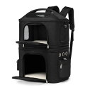 【最大2000円offクーポンあり】猫 2匹 リュック 分離可 キャリー 2層 ペット キャリーバッグ 小型犬 ソフトクレート 折りたたみ可 マット付き 2wa...