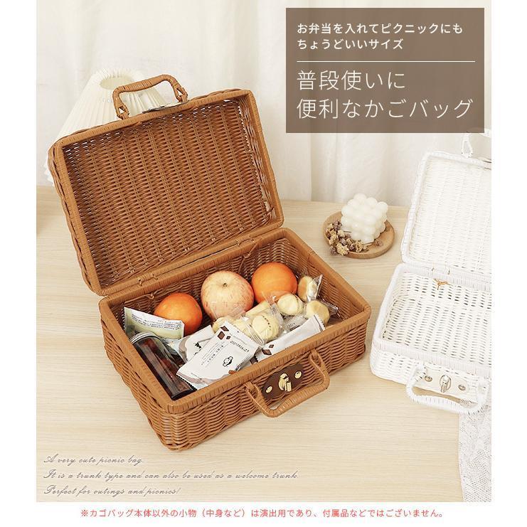 乐天商城 - かごバッグ Mサイズ バスケット トランク型 インテリア ピクニック 収納 小物入れ 籠 ナチュラル 持ち手 ウェルカムトランク