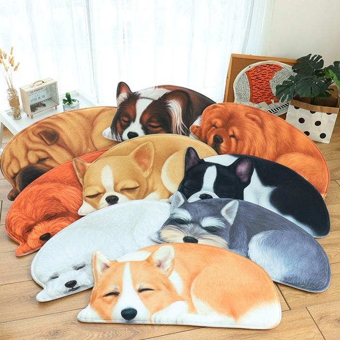 樂天商城 - フロアマット ワンちゃん 玄関マット カーペット 洗える 3D犬柄ラグ いぬ ラグマット 滑り止め付 リビングルームカーペット ソファ