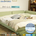 【クイーン1】【生地見本無料貸し出し中】【お届けは設置まで】【正規販売店】ドリームベッド フレーム・マットレスセット ハグミル 2400 フレームカラーBランク 両側アーム付き ペニーセーバー270 F4 マットレス付 クイーン1 DB2140