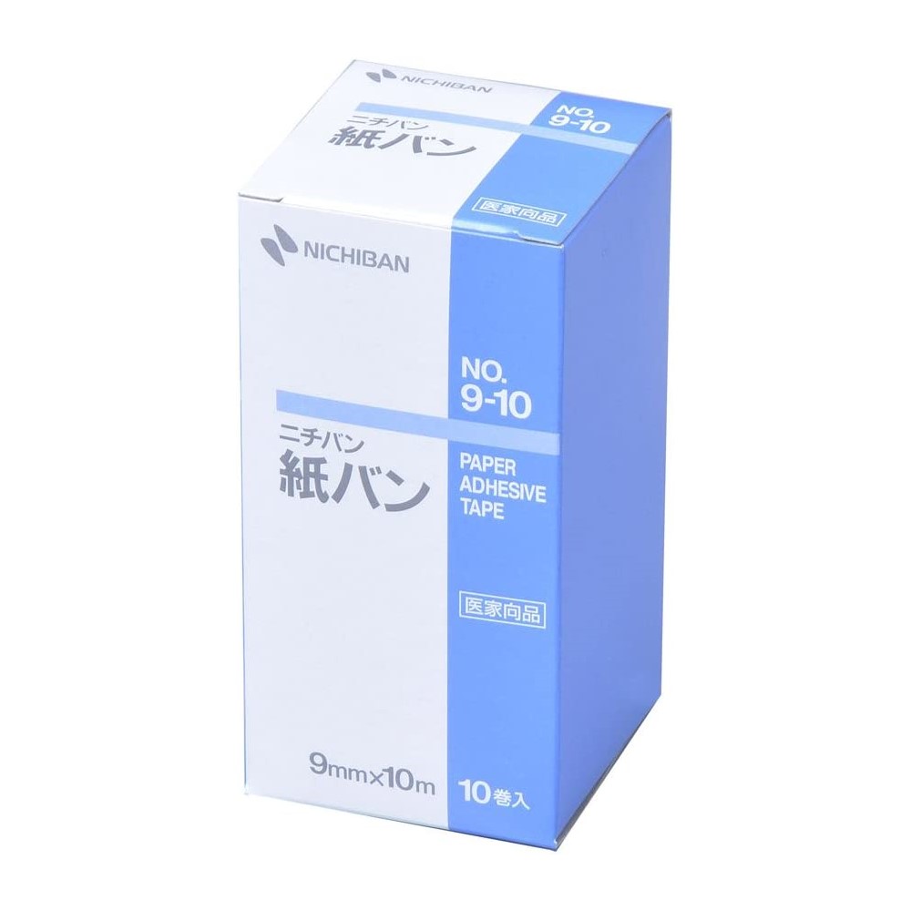 ニチバン 紙バン NO.9-10 9mm×10m 10巻入 NICHIBAN P910 紙粘着テープ サージカルテープ 和紙 手切れ性..