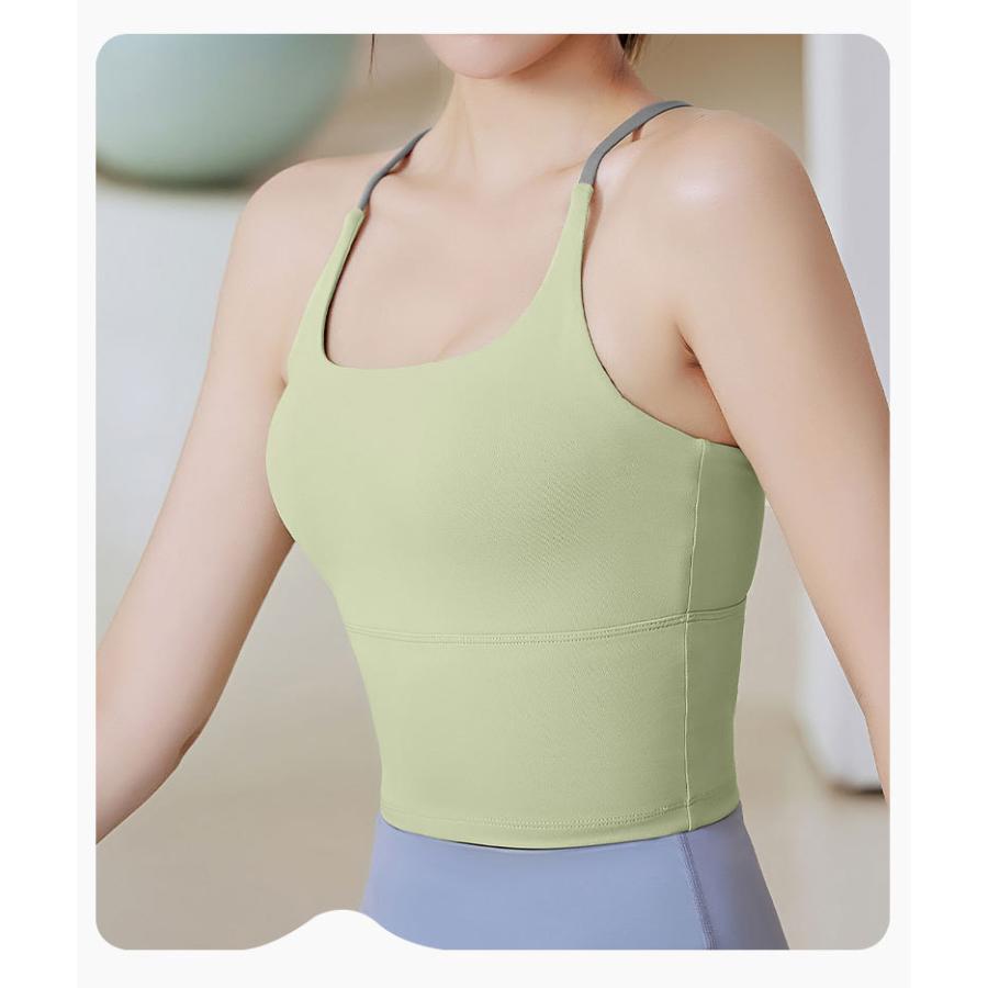 ヨガ ブラトップ ヨガウェア パッド付きトップス ヨガトップス ピラティスウェア レディース キャミソール ランニングウェア レディース