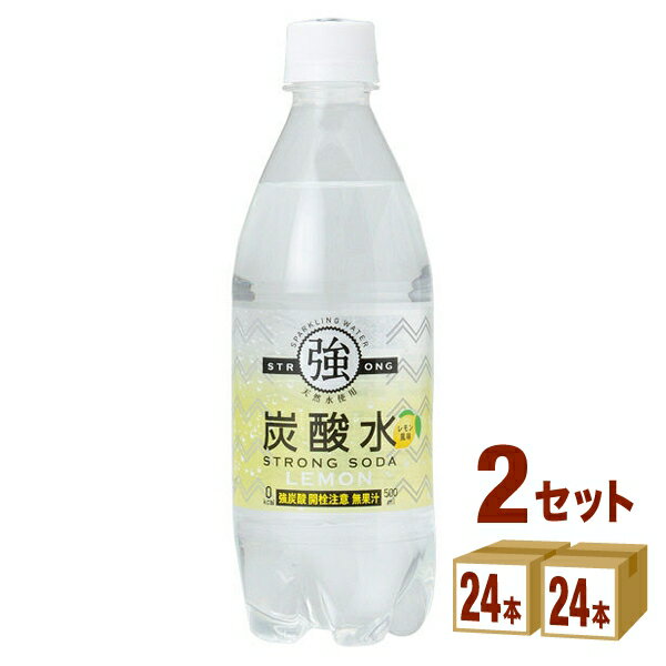 友桝飲料 強炭酸水 レモン 500ml×24本×2ケース (48本) 飲料【送料無料※一部地域は除く】