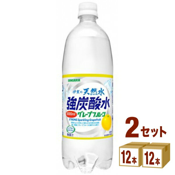 日本サンガリア 伊賀の天然水強炭酸水 グレープフルーツ 1000ml 12本 2ケース 24本 飲料【送料無料 一部地域は除く】