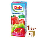 Dole ストロベリーミックス100% 200ml×18本【送料無料※一部地域は除く】【チルドセンターより直送・同梱不可】【日付指定不可】