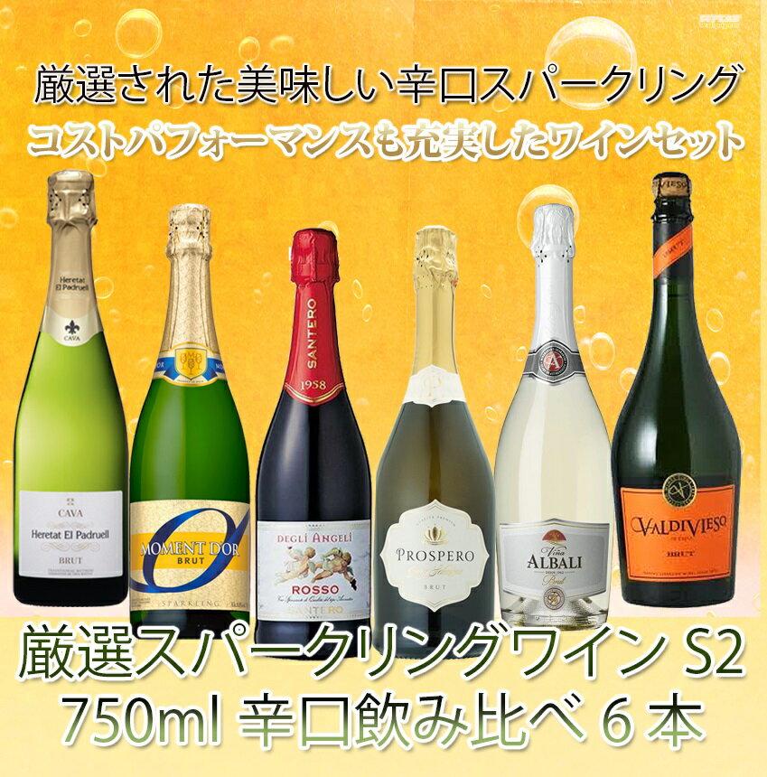コスパ重視 厳選 スパークリングワイン 750ml 飲み比べ 6本セット オリジナル【送料無料※一部地域は除く】 福袋 ワインセット