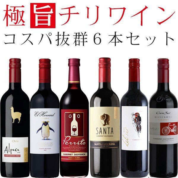 ワインセット 赤 チリワイン（カベルネソーヴィニヨン主体） 飲み比べ 6本セット【送料無料※一部地域は除く】