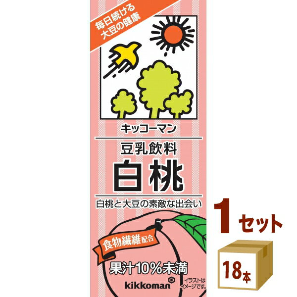 キッコーマンソイ 豆乳 白桃 200 ml×18 本×1ケース (18本) 飲料【送料無料※一部地域は除く】