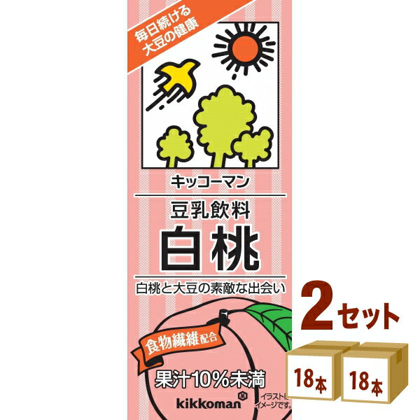 キッコーマンソイ 豆乳　白桃 200ml×18 本×2ケース (36本) 飲料【送料無料※一部地域は除く】