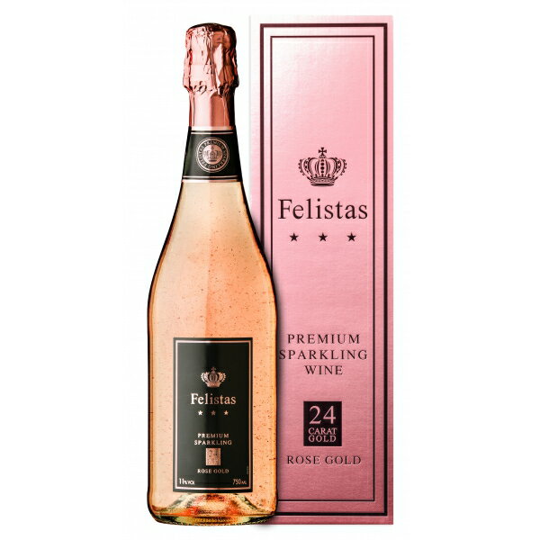 乐天商城 - 【100円クーポン配布】フェリスタス ロゼ ゴールド 金箔入り プレミアム スパークリングワイン 箱入り ギフトボックス 24金 24カラット 750ml×1本【送料無料※一部地域は除く】