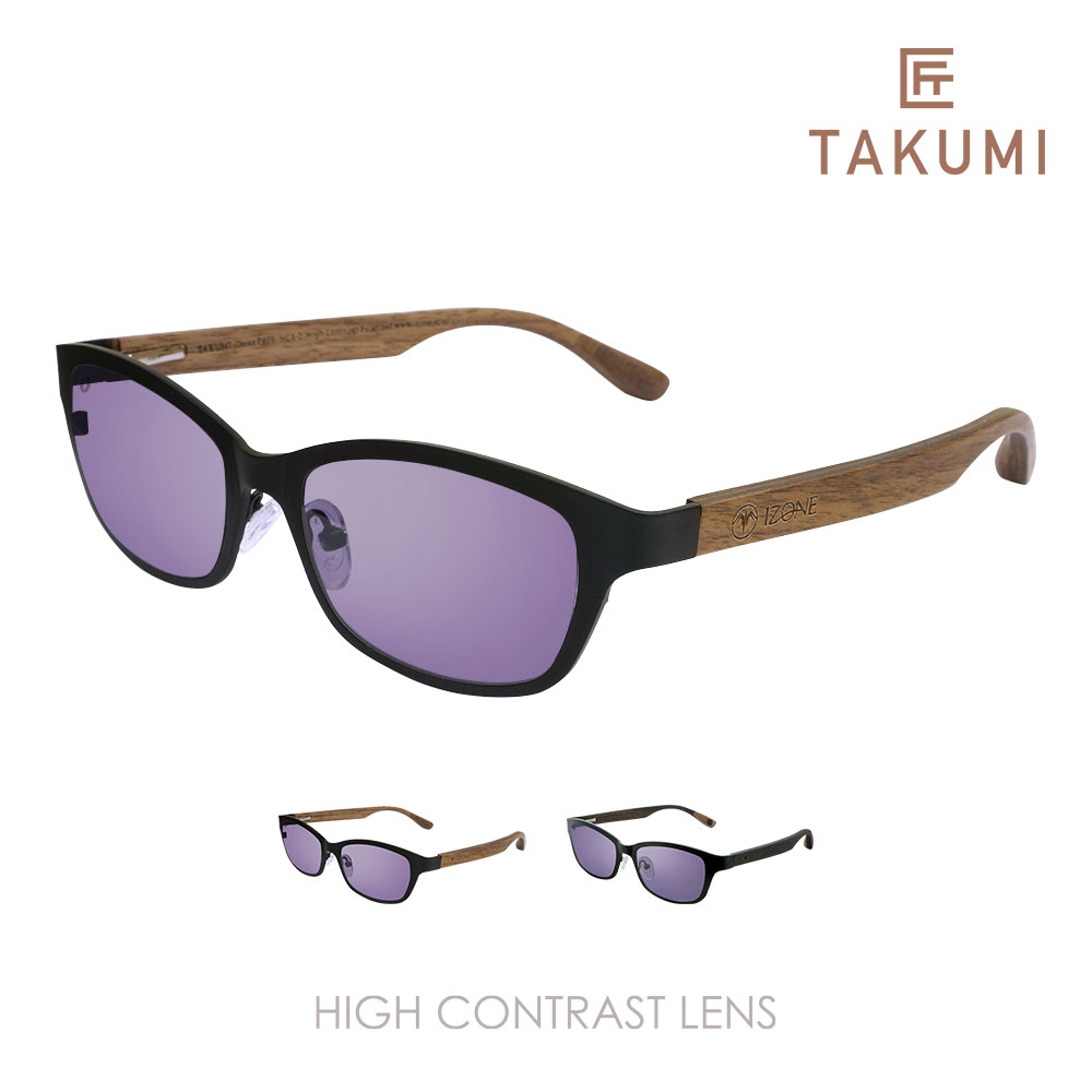 楽天IZONE NEW YORKIZONE NEW YORK 匠 TAKUMI サングラス メンズ 偏光 UVカット 紫外線カット 薄い色 スクエア 木製 フレーム ウッドサングラス 木目 運転用 ハイコントラスト 高性能 レンズ ケース付き アウトドア用 P609HC