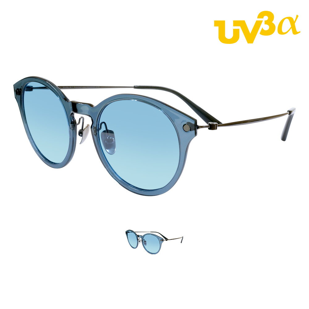 IZONE NEW YORK UV3a サングラス メンズ レディース 偏光 UVカット 紫外線 99％カット UV400 ボストン カラーレンズ ライトブルー 青 レンズ ブルーレンズ 薄い 色 運転用 アウトドア用 ケース付き P1430LBL