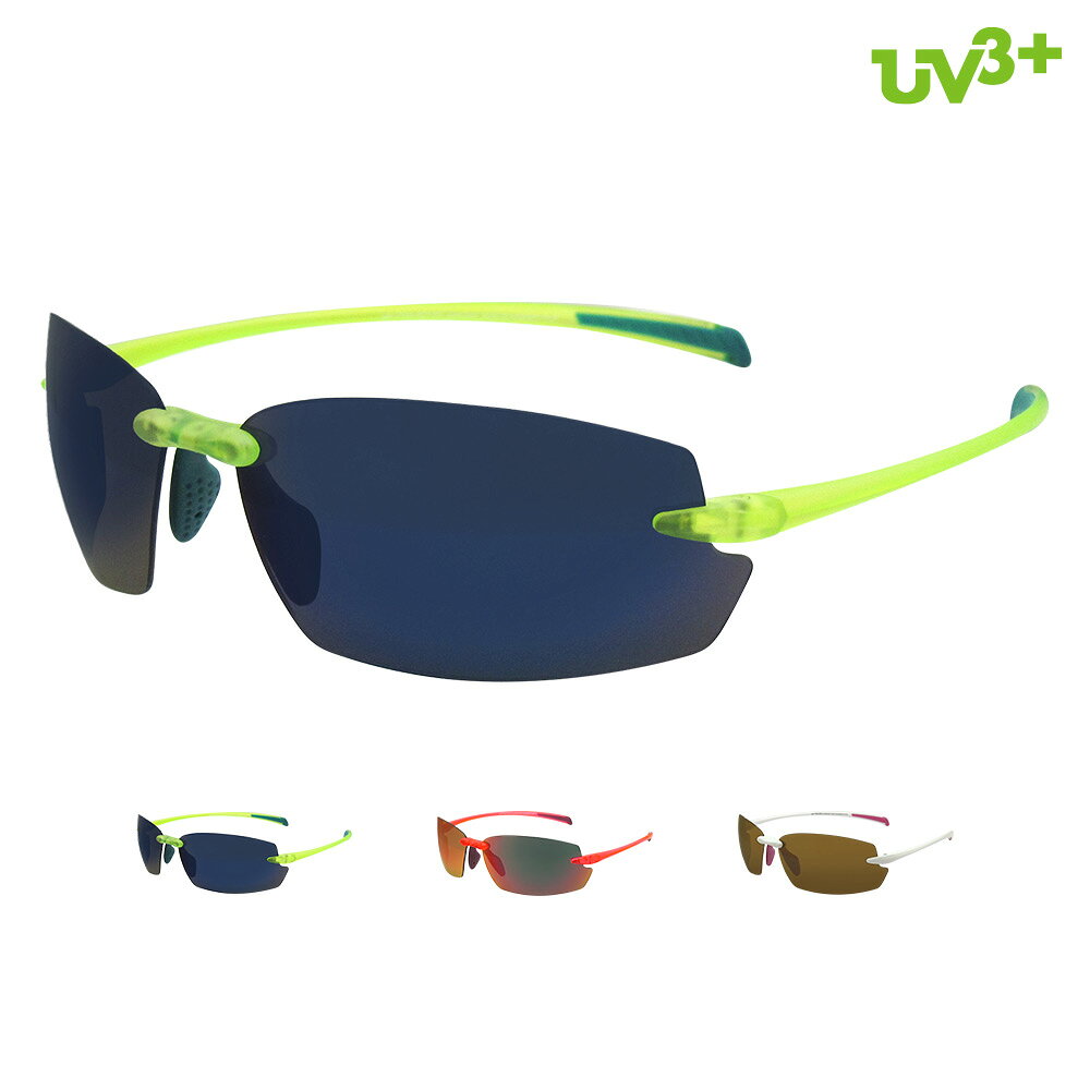 IZONE NEW YORK UV3+ サングラス メンズ レディース UVカット 99％ 紫外線カット UV400 偏光 スポーツ用 スポーツサングラス スポーツタイプ リムレス フチなし 縁なし 小さめ 小さい ツーポイント 軽量 超軽量 運転用 ドライブ用 スポーツ用 アウトドア用 ケース付き p559