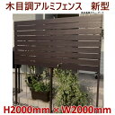 42%OFFセール SALE【H2000アルミフェンス新型 木目調 高さ2m×幅2m】DIYに最適!エクステリア材料【DIY用】目隠しフェンス・アルミ・門柱・格...