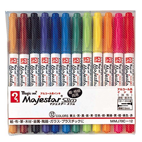 細字マルチカラー/Pack of 1/MMJ70C-12・Size:Pack of 1・パッケージ個数:1・本体サイズ/重量:(単品)141x16.6x12.2mm/9.5g・パッケージサイズ:150x145x18mm/144g・筆記線幅:0.8~1.2mm/0.5mm・アルコール系インキ使用[油性マーキングペン]「マジックインキマジェスタースリムシリーズ」12色セット。●細書き・極細書きの両用タイプです。…事務用に、宛名書きに最適です。名前書き、園芸用、写真への表記など幅広い用途に使えます。携帯性に優れたクリップ付きです。