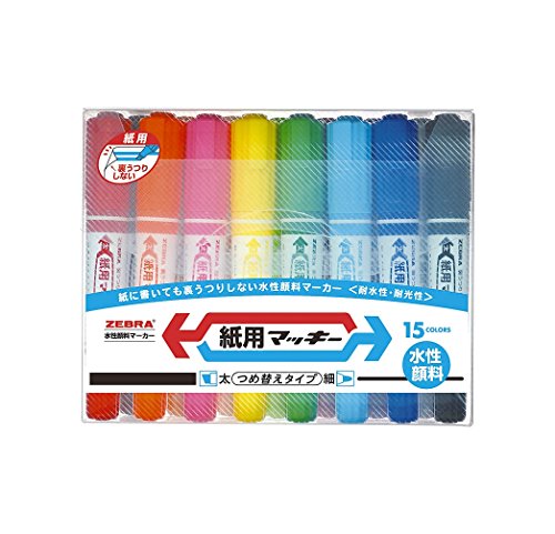 樂天商城 - ゼブラ 水性ペン 紙用マッキー 15色 WYT5-15C 太細