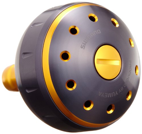シマノ(SHIMANO) リール 夢屋 アルミラウンド型 パワーハンドルノブ ブラック/ゴールド Lノブ TypeB用 26293 パーツ