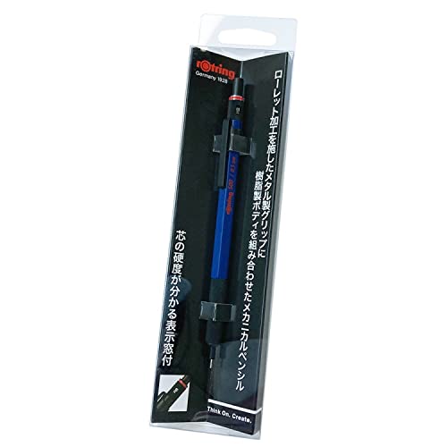 メカニカルペンシル ハングセルパッケージブルー/0.5mm/2164105H・Color:ブルーSize:0.5mmStyle:メカニカルペンシル ハングセルパッケージ・パッケージ個数:1・rOtring 500 メカニカルペンシル・品番：2164105H・色 柄：ブルー・機構：ノック式・セットリフィール：0.5mm HB（S0312650）メタル製のグリップと樹脂製ボディの500シリーズは、持った時に軽やかさと多少の重量感があるメカニカルペンシルをお好みの方にぴったりです。 グリップにはローレット加工が施され、滑りにくくしっかり握れるデザイン。 優れた安定性や描きやすさ、長時間使っても疲れにくい設計です。 使用している芯の種類に合わせ、4Hから2Bまで表示を変えられます。