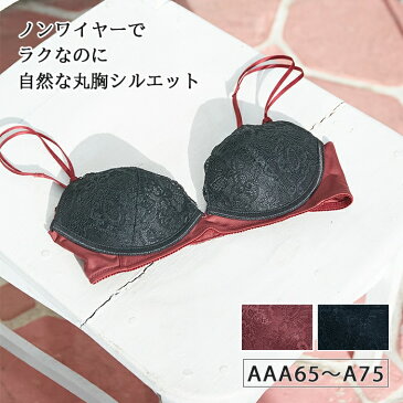 【タイニープリンセス】ボリュームアップ・丸胸メイクアップノンワイヤーブラ(ワイン×ブルー/ブラック×ワイン)ノンワイヤーブラ 女性下着 ランジェリー 下着 AAAカップ AAカップ Aカップ アンダー 65 70 75 パット取り外し 小胸 小さいサイズ 小さめ パカパカし