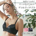 【最大30%OFFクーポン！10日0:00～26時間】【B70～F80】デコルリッチブラ（ローズ/ブラック） ブラジャー 大きいサイズ ブラ 女性下着 ランジェリー プラスサイズ 谷間 盛れる 盛る 下着 美胸 Bカップ Cカップ Dカップ Eカップ Fカップ アンダー 70 75 80 85 ワイヤーブラ