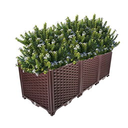 BAOYOUNI 組み立て簡単ガーデンボックス プランターボックスプラスチック鉢植え入れ花 植物 栽培ブラウン 鉢用品 大型プランター 莱