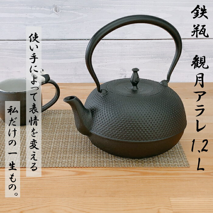 及源鋳造 鉄瓶 観月アラレ 1.2L H-159-S統工芸品 やかん ケトル キッチン用品 食器 日用品 雑貨 盛栄堂 OIGEN 岩手県 鉄分 ギフト 直火 鉄分補給 父の日 母の日 敬老の日 鉄分補給