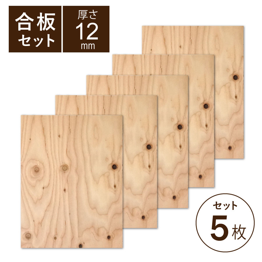 合板 構造用合板 12mm 5枚セット 幅300 長さ420mm A3サイズ 針葉樹 DIY 木工 工作 棚板 天板 材料