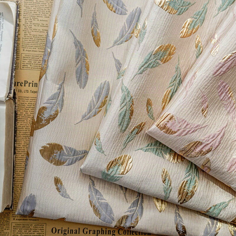 135cm幅 90cm単位 生地 ジャカード生地 cm幅 cm単位 ジャカード 無地 布 布地 きじ エンボス生地 羽柄 ピンク グレー グリーン