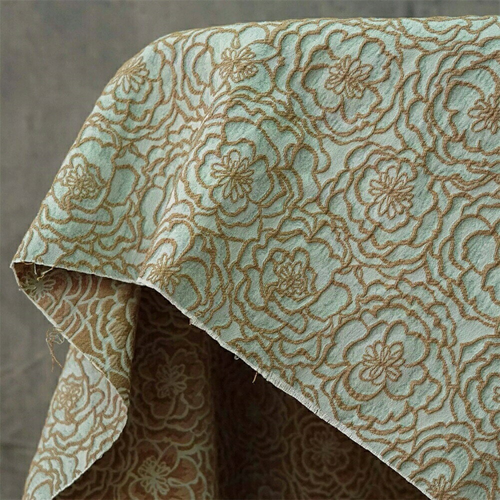 135cm幅 90cm単位 ジャカード生地 花柄 cm幅 生地 cm単位 長袖 秋冬 エンボス生地 浮き彫り生地 布 布地 色織り生地 ブルー ブラウン