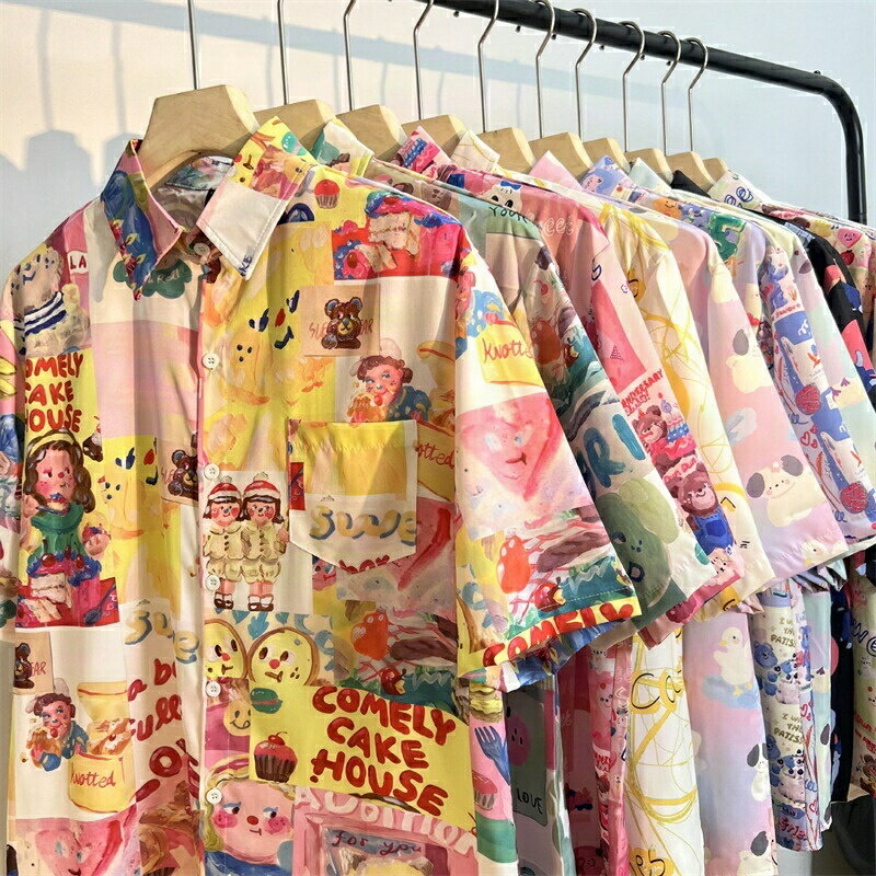 半袖シャツ レディース メンズ アロハシャツ 半袖 シャツ 花柄シャツ 大きいサイズ オーバーサイズ カジュアルシャツ 男女兼用 夏服 トップス カラフル 薄手...