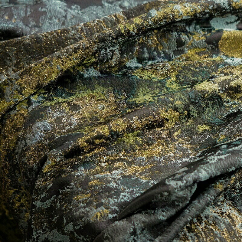 155cm幅 90cm単位 ジャカード生地 生地 cm幅 cm単位 ジャカード 布 布地 色織り生地 コケ柄 苔柄 ゴールド グリーン ビリジャン