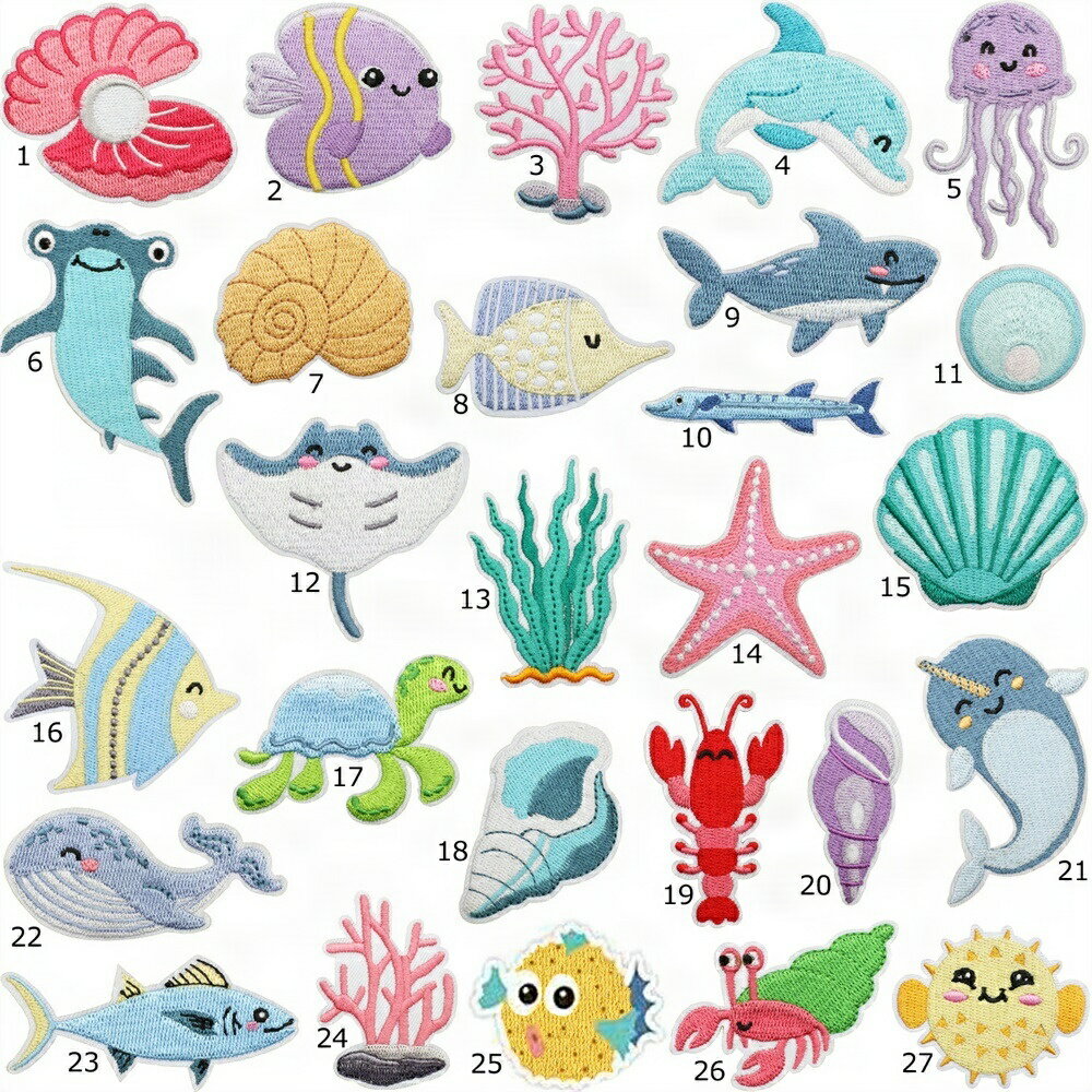 送料無料 27枚組 ワッペン アップリケ 刺繍ワッペン 刺繍アップリケ 刺繍 布ワッペン 裁縫材料 DIY手芸..