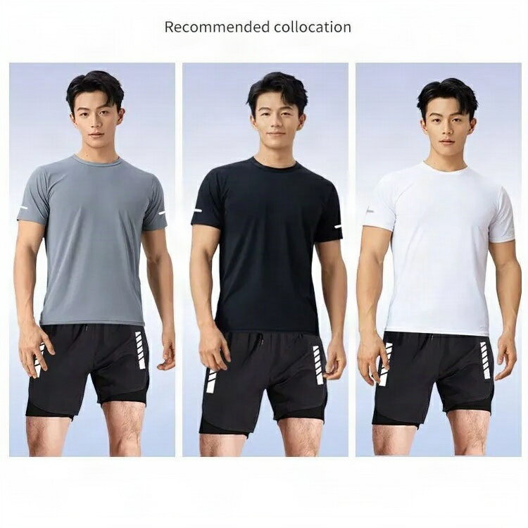 フィットネス 水着 2点セット メンズ 水着 上下セット 半袖Tシャツ ショートパンツ 男性用 セパレート 体型カバー 水陸両用 吸汗速乾 通気性 大きいサイズ インナーパンツ付き 海パン スポーツ ジム 海遊び