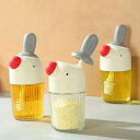 ハニースティック付き ブラシ付き オイルボトル 調味料ポット 調味料ボトル ガラス 可愛い 調味料入れ 3個セット