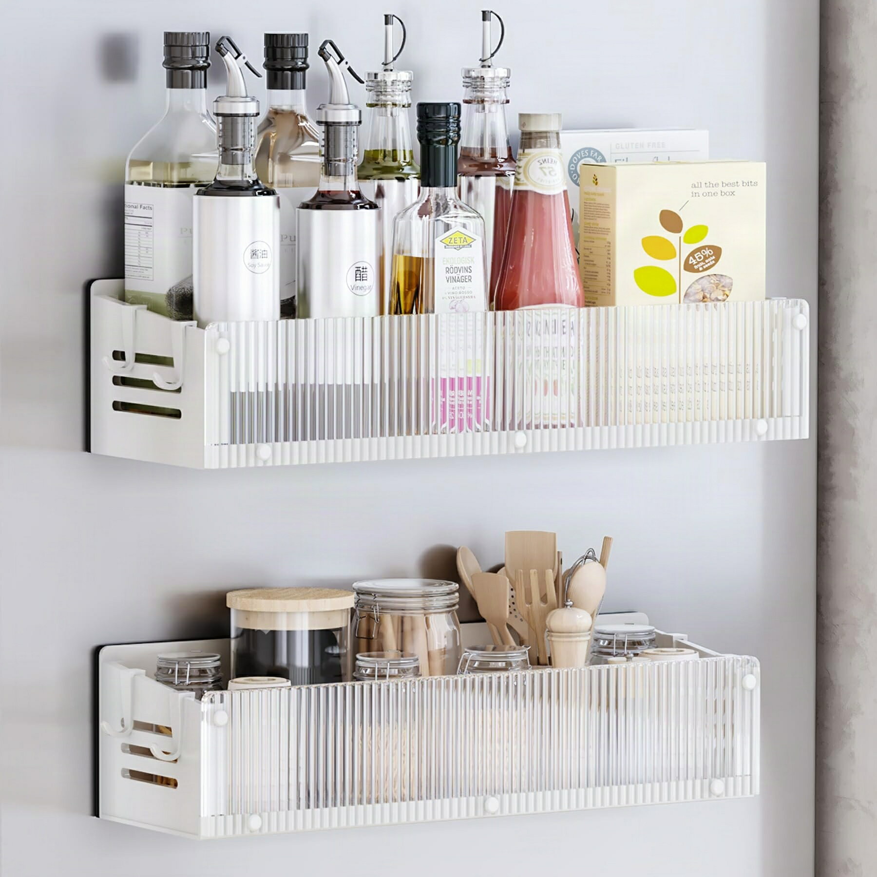 調味料収納ラックマグネット キッチン収納 冷蔵庫サイド収納 洗濯機側面収納キッチン スパイスラック2..