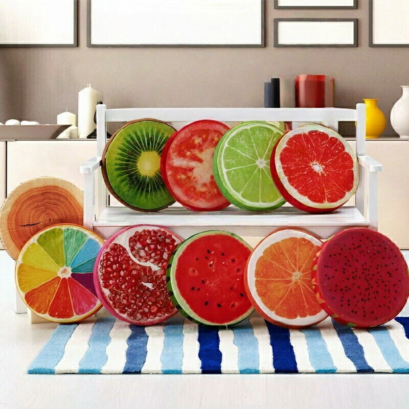 シートクッション ダイニングチェア オフィス 車 ざぶとん フルーツ柄 個性的 椅子用 洗える おしゃれ ..