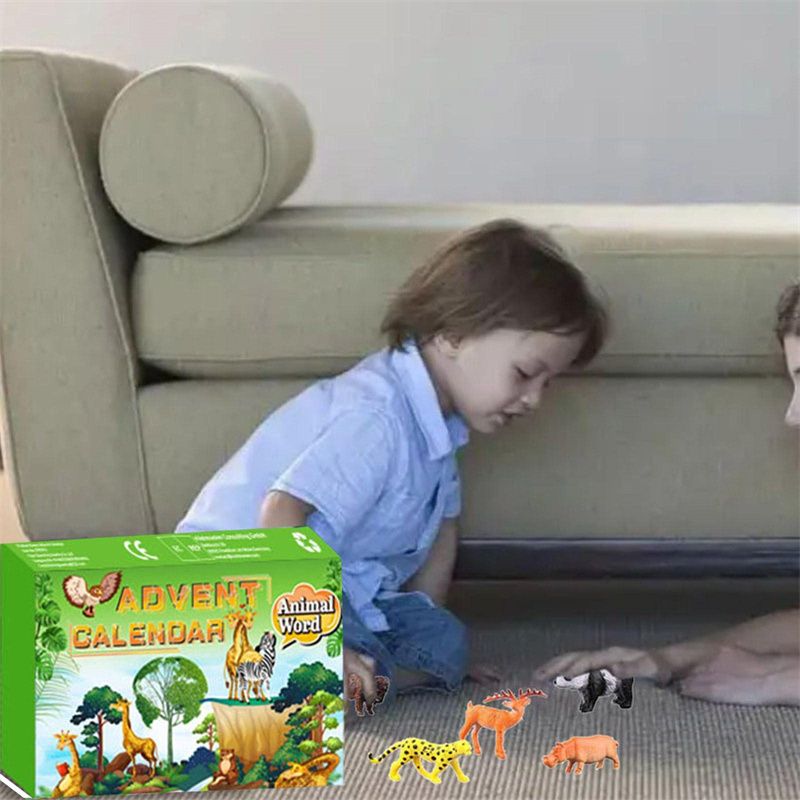 アドベントカレンダー ミニリアルな動物の置物とクリスマスアドベントカレンダー クリスマスカウントダウンカレンダーストッキングスタッフガールズボーイズギフト 3
