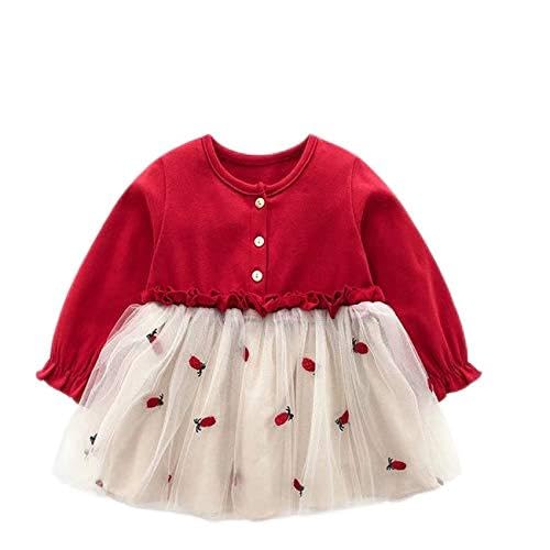 ワンピース 可愛い プリンセス 前ボタン 長袖 子供ドレス 暖かい チュチュドレス 女の子 ベビー 赤ちゃ..